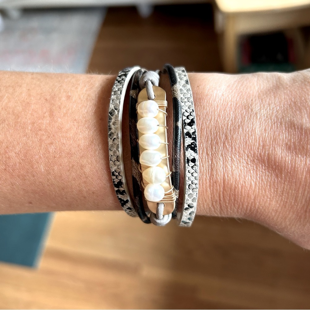 Mixed Media Wrap Bracelet with Magnetic Closure